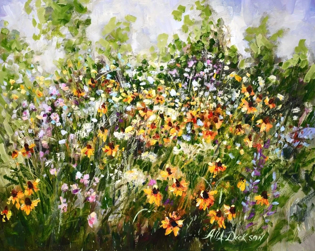 Daisy Chicory Wildflower Meadow Art Vibrant Flower Field Wall